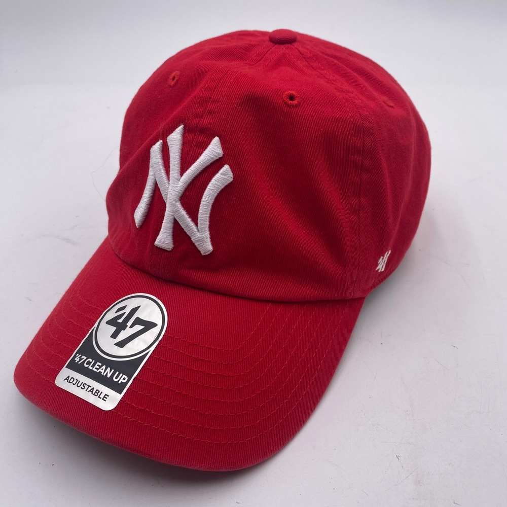 NY YANKEES '47 Clean Up Hat Baseball Cap OSFA Red Cotton Adjustable MLB NEW